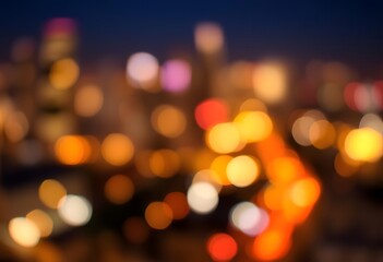 Fototapeta premium Blurred city lights at night with colorful bokeh effect