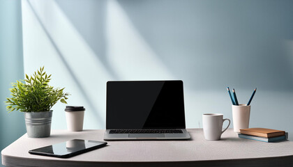 Fototapeta premium laptop on the table