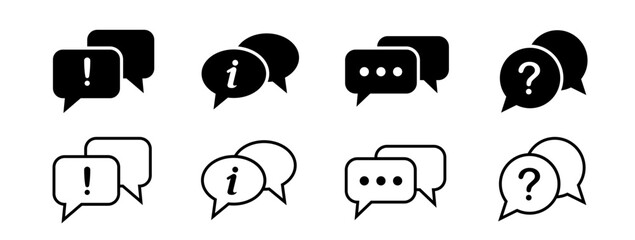 Comment icon speech bubble symbol. Speech bubble collection . Cloud speech bubbles collection. Black speech bubble . Vector illustration