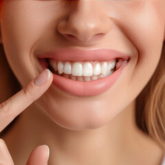 Obraz premium close up of young beautiful woman teeth