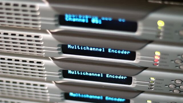 Broadcast Server Room with Multichannel Encoders and Monitoring Displays - 4K