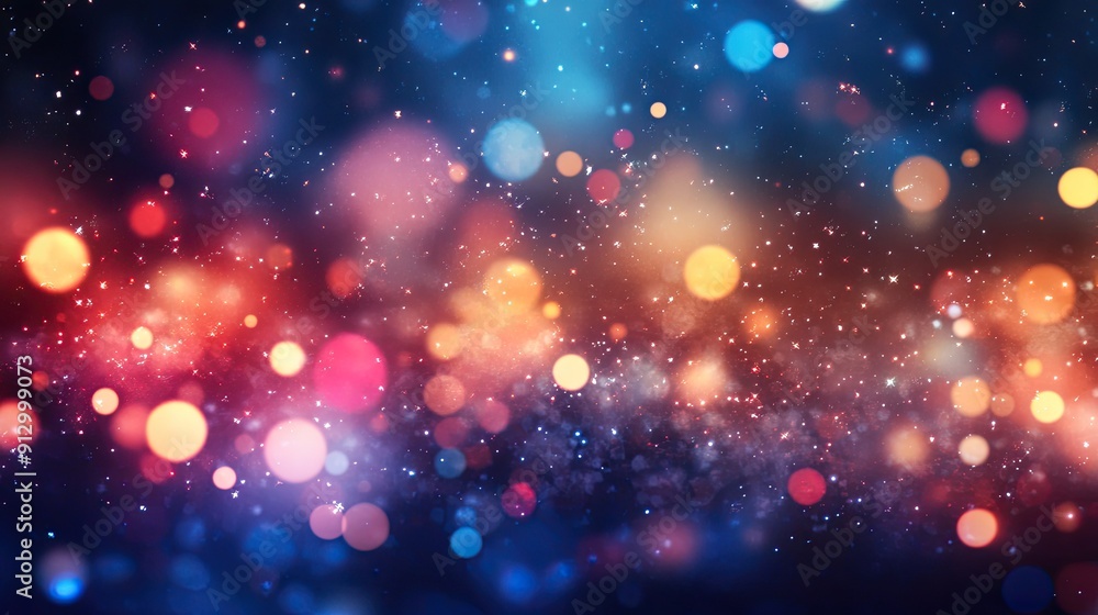 Poster abstract background featuring colorful bokeh lights and blurred shapes, creating a dreamy and ethere