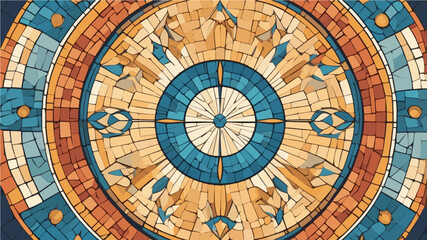 Obraz premium Minimalist Mosaic Church Window - Simplistic Stained Glass Vector Illustration