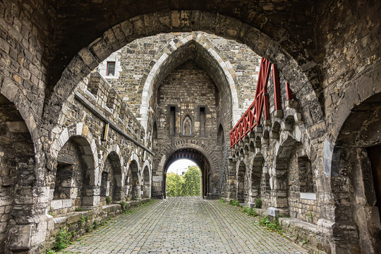 The Ponttor (known as Bruckenpforte or Bruckenthor in XVII -XVIII centuries) - one of the two remaining gates of the original medieval wall of Aachen, North Rhine-Westphalia, Germany.