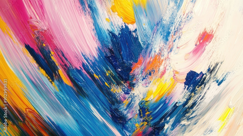 Poster abstract background with dynamic brush strokes and vivid colors, capturing a sense of movement and a