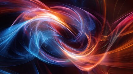 Abstract background with dynamic, swirling light patterns and vivid colors, evoking a sense of energy and motion