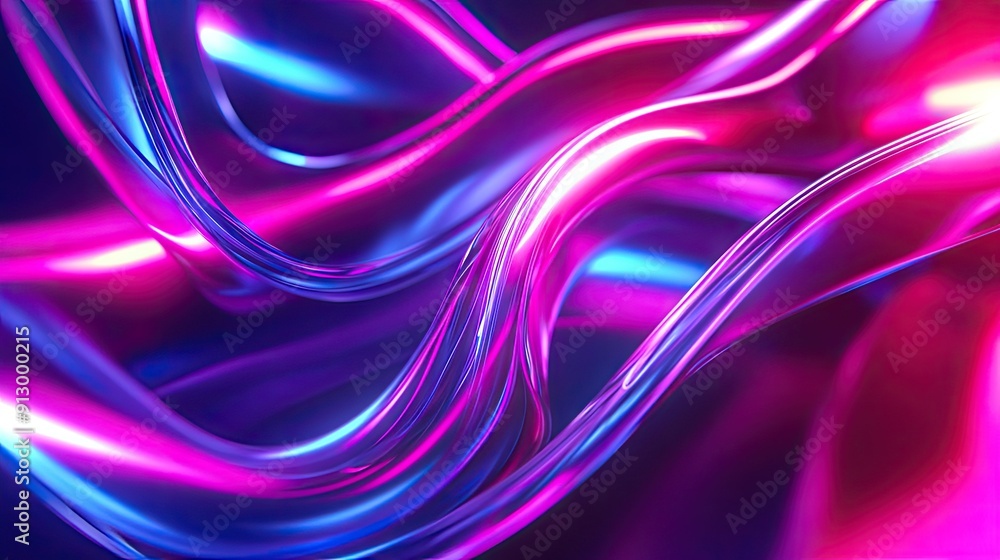 Poster 3d abstract shape with uv glow and neon lines on a colorful background. ideal for modern energy visu