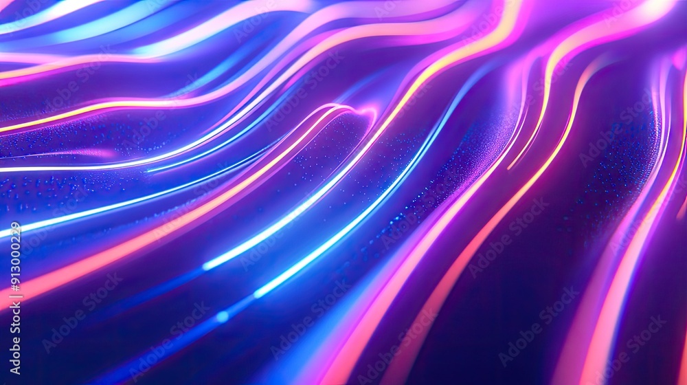 Poster 3d abstract shape with uv glow and neon lines on a colorful background. ideal for modern energy visu