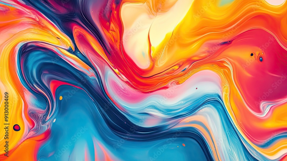 Poster abstract background with fluid, swirling patterns and bright, contrasting colors, capturing a sense 