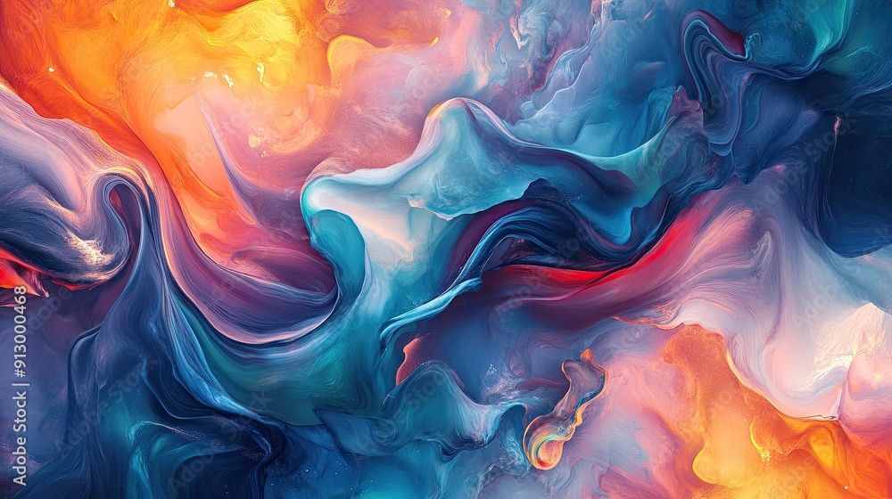 Aufkleber abstract background with fluid, swirling patterns and vibrant hues, capturing a sense of movement an