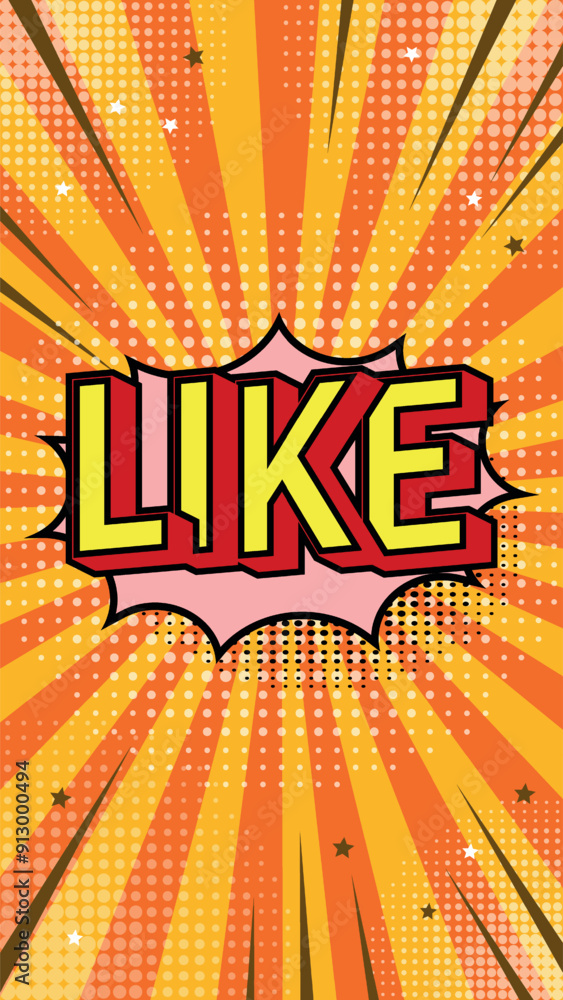 Poster modern pop art in the style of an abstract comic. the bright background resembles a retro style, com