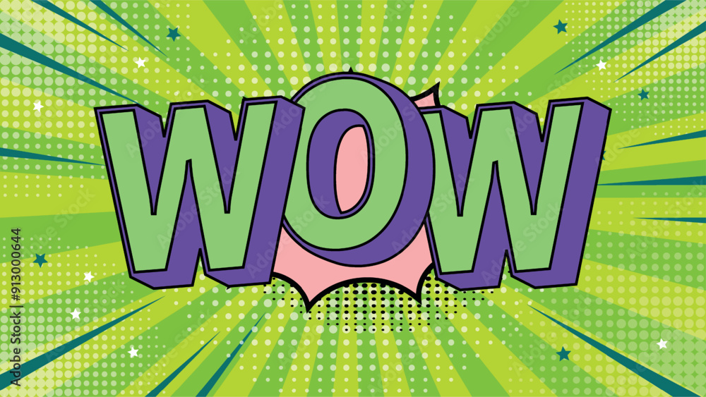 Poster modern pop art in the style of an abstract comic. the bright background resembles a retro style, com