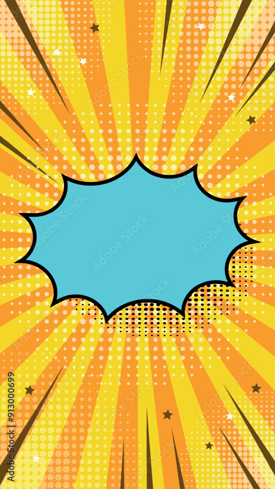 Poster modern pop art in the style of an abstract comic. the bright background resembles a retro style, com