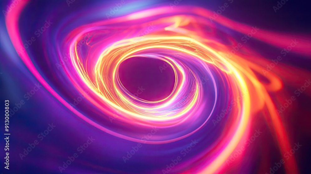Poster 3d rendering of a uv glowing abstract shape with curvy neon lines on a vivid background. perfect for