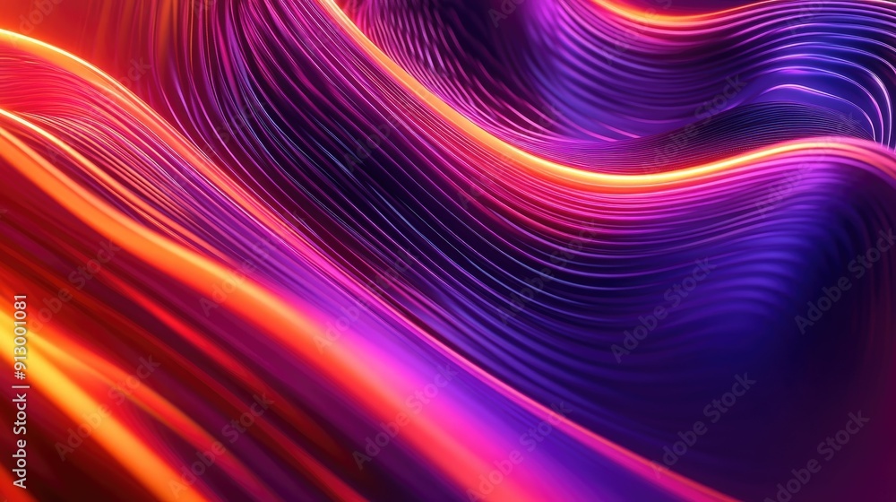 Poster 3d ultraviolet glowing abstract shape with vibrant neon lines on a colorful background. perfect for 