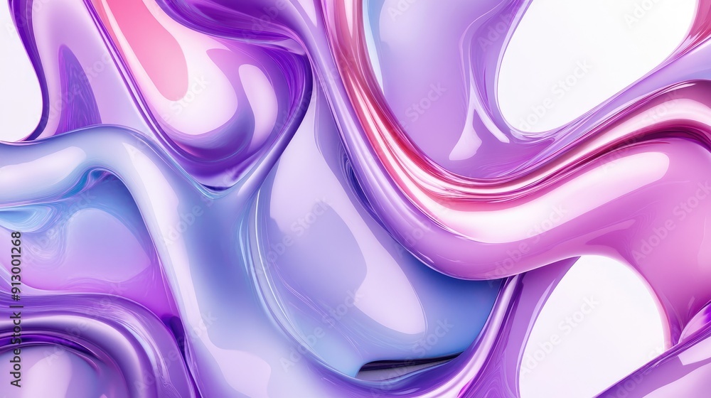 Poster 3d vector illustration of abstract liquid shapes on a light white background, creating a geometric p