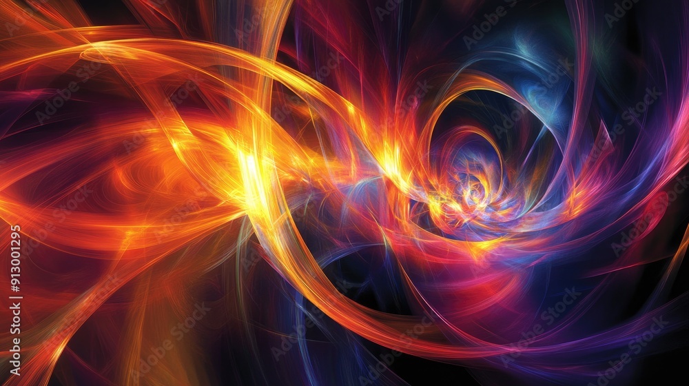 Poster abstract background with luminous, swirling patterns and vibrant hues, creating a sense of motion an