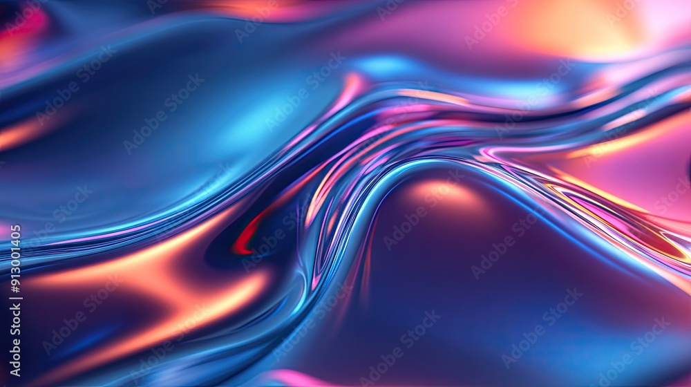 Poster abstract 3d background with fluid wave textures and bright glassy gradients.