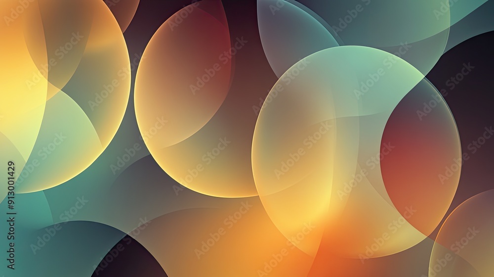 Poster abstract background with overlapping circles and gradient tones, evoking a sense of harmony and bala