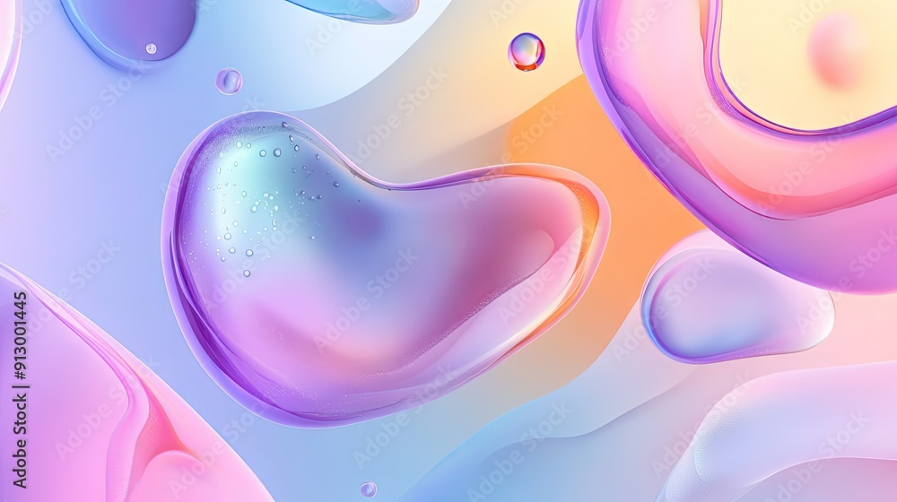 Poster abstract 3d fluid geometric forms with a smooth gradient background. ideal for versatile design need