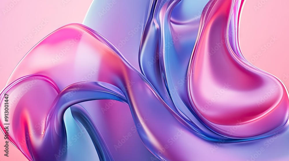 Poster abstract 3d fluid geometric forms with a smooth gradient background. ideal for versatile design need