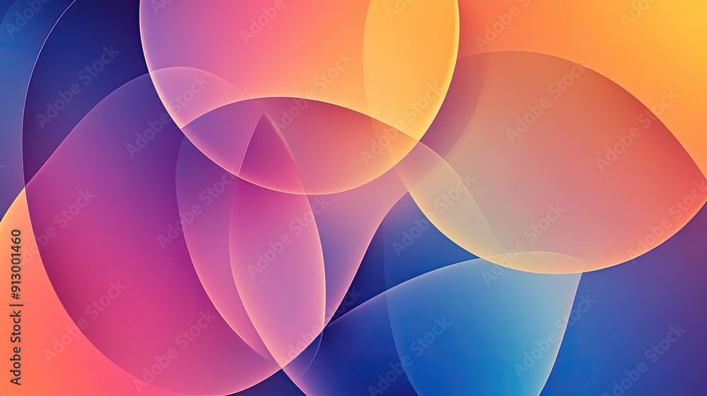 Poster abstract background with overlapping circles and gradient hues, evoking a sense of balance and harmo