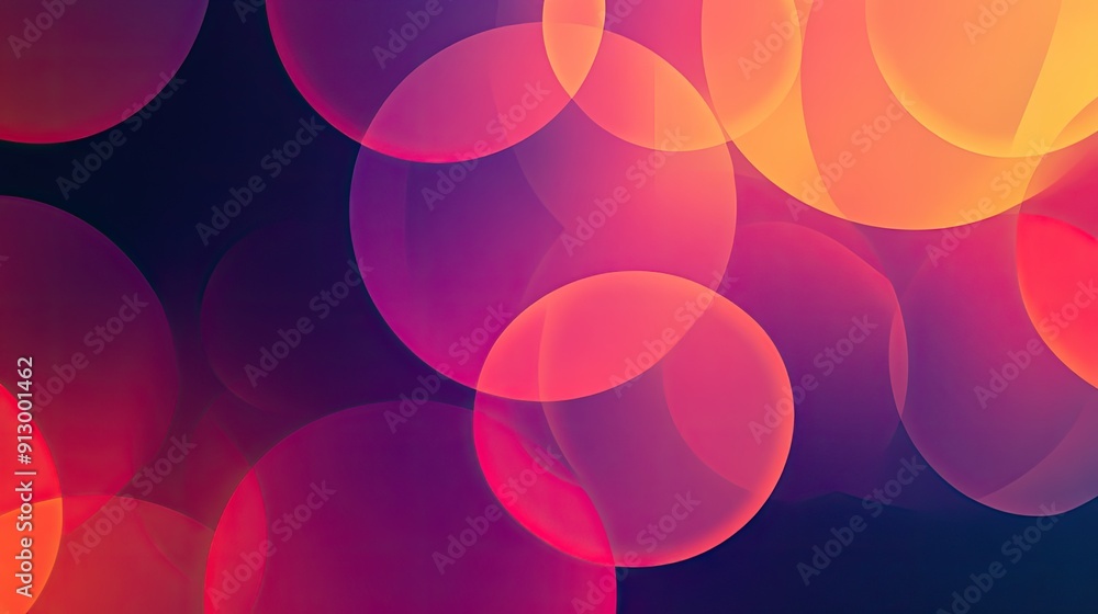 Poster abstract background with overlapping circles and gradient hues, evoking a sense of balance and harmo