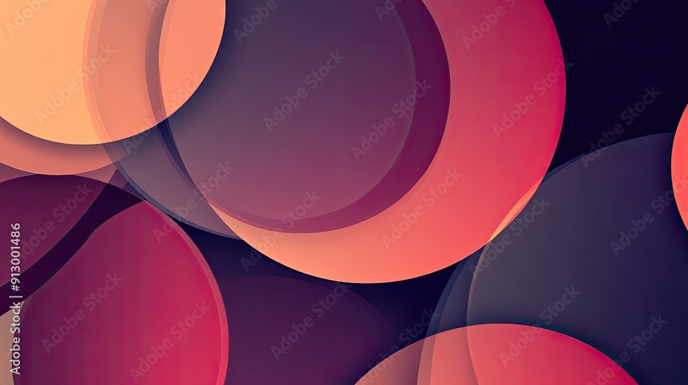 Poster abstract background with overlapping circles and gradient hues, evoking a sense of balance and harmo