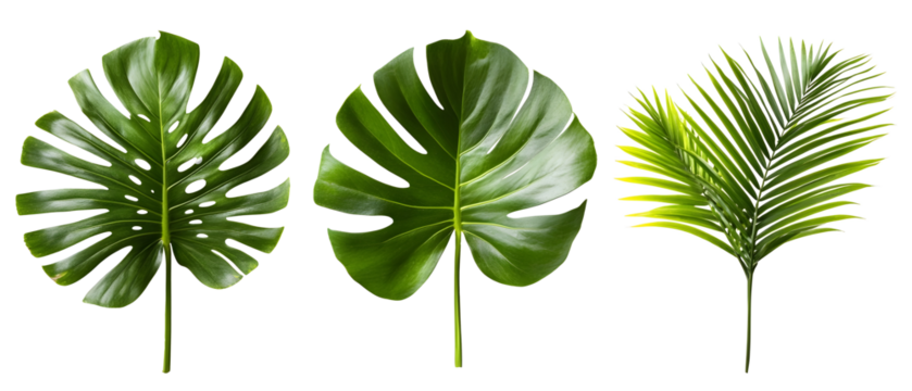 assorted tropical leaves isolated png transparent  background - Powered by Adobe
