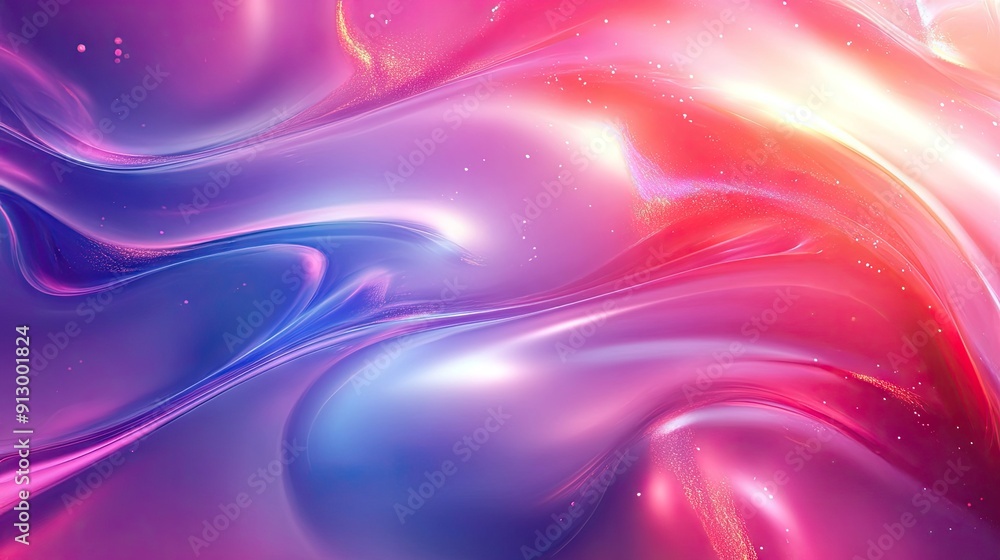 Poster abstract 3d gradient background with bright glass and fluid wave textures.