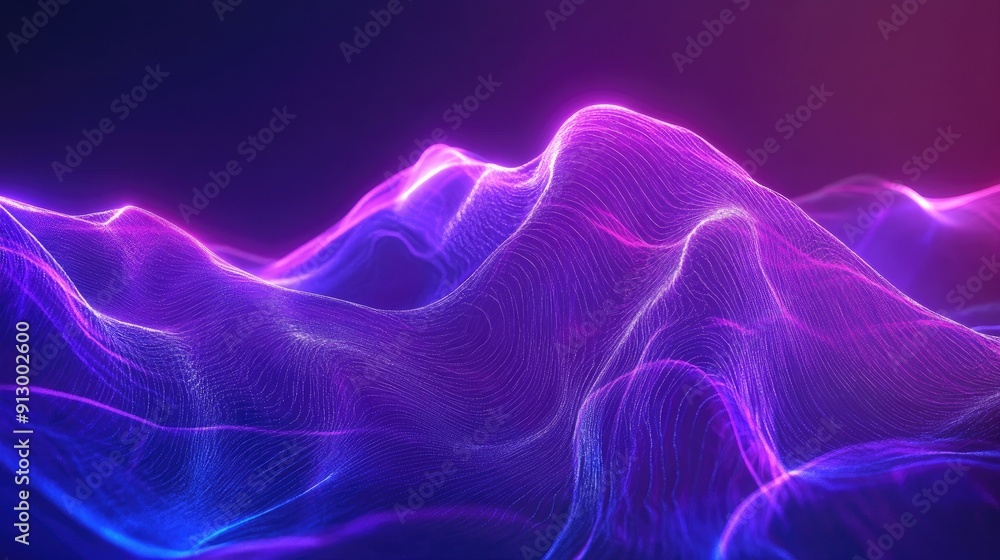 Poster abstract 3d shape with ultraviolet glow and neon lines on a dynamic backdrop. energy concept.