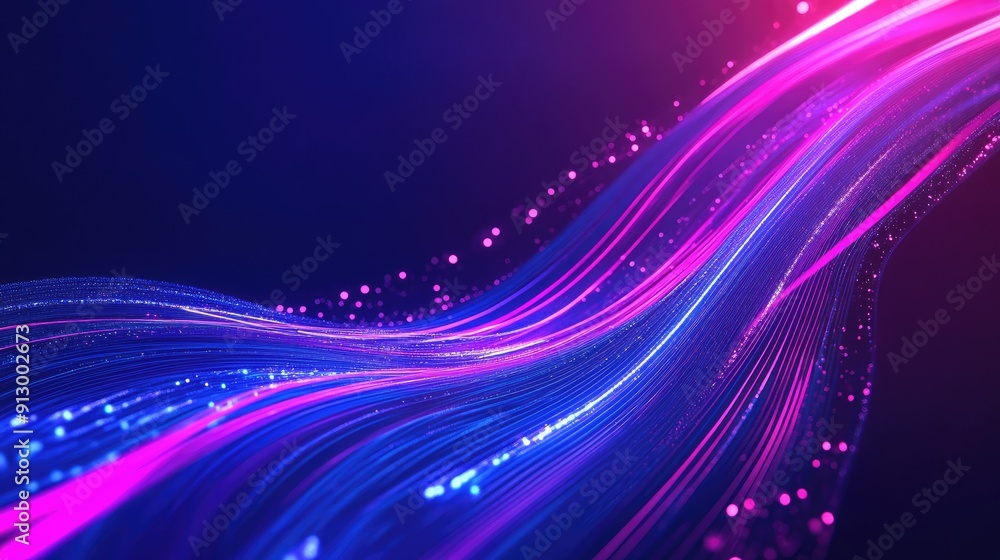 Poster abstract 3d shape with ultraviolet glow and neon lines on a dynamic background. ideal for futuristic