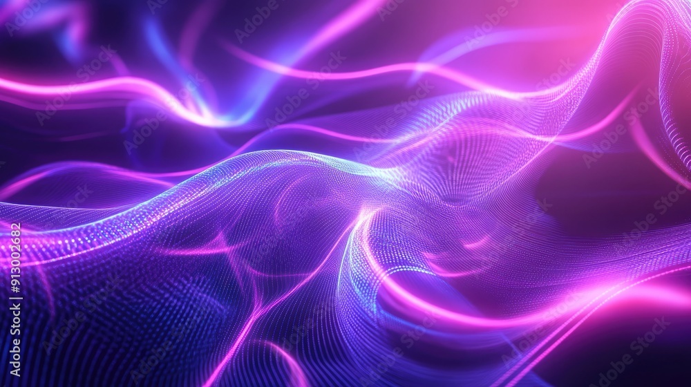 Poster abstract 3d shape with ultraviolet glow and neon lines on a dynamic background. ideal for futuristic