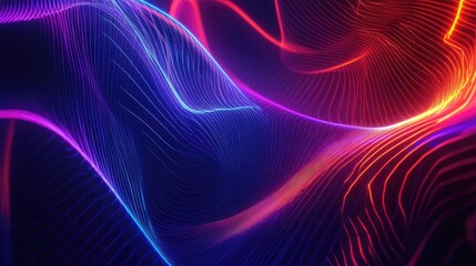 Abstract 3D shape with UV glow and neon lines on a vivid, colorful background. Perfect for energy visuals.