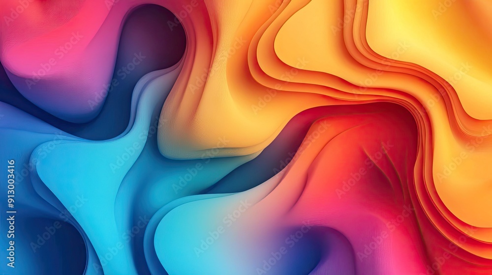 Poster abstract fluid 3d geometry with a colorful gradient background. versatile design element for various