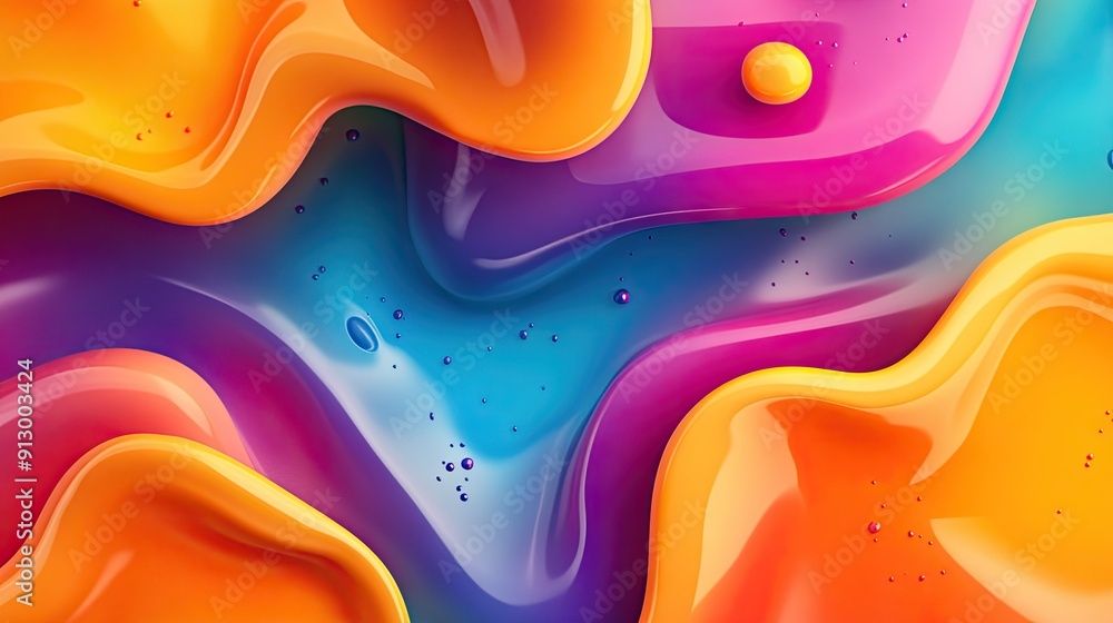 Poster abstract fluid 3d geometry with a colorful gradient background. versatile design element for various