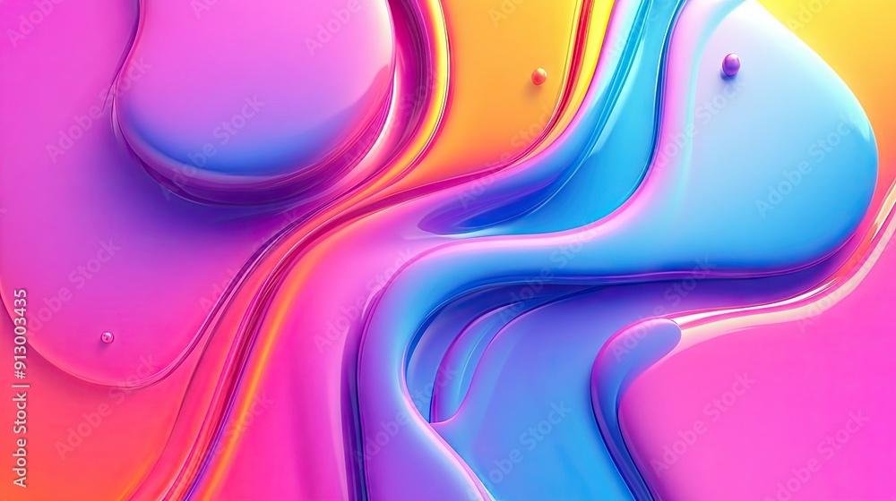 Poster abstract fluid 3d geometry with a colorful gradient background. versatile design element for various