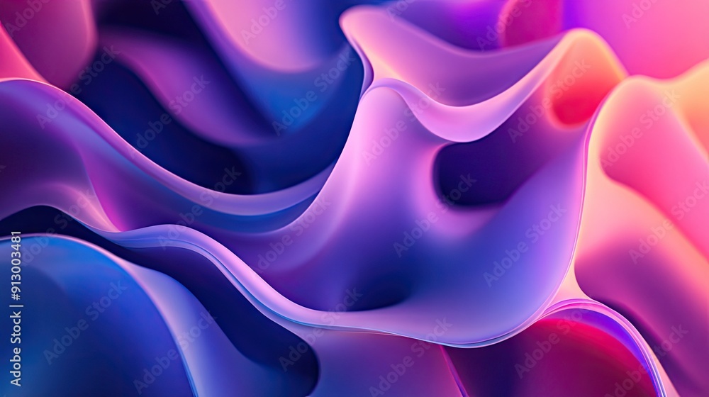 Poster abstract fluid 3d geometry with a gradient background. great for modern design and multipurpose appl