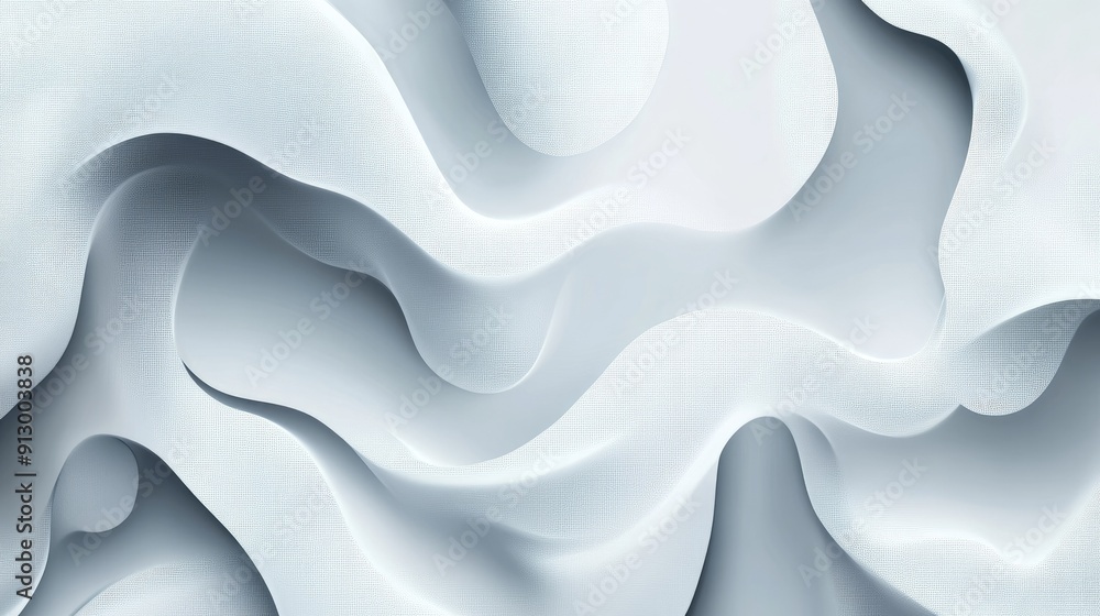 Poster abstract geometric background with fluid 3d shapes on a light white surface, perfect for modern vect