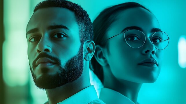 A contemporary photograph of men and women looking directly at the camera