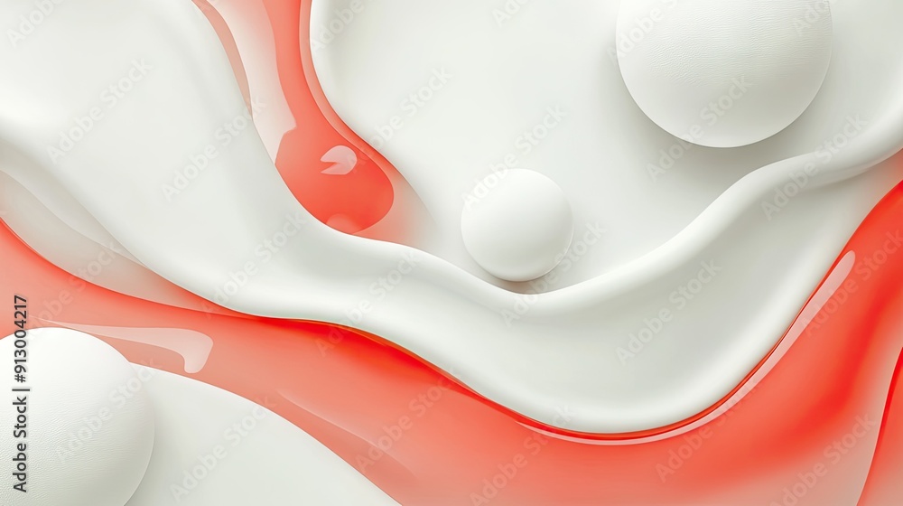 Aufkleber abstract geometric background with smooth liquid shapes on a light white surface in 3d vector illust