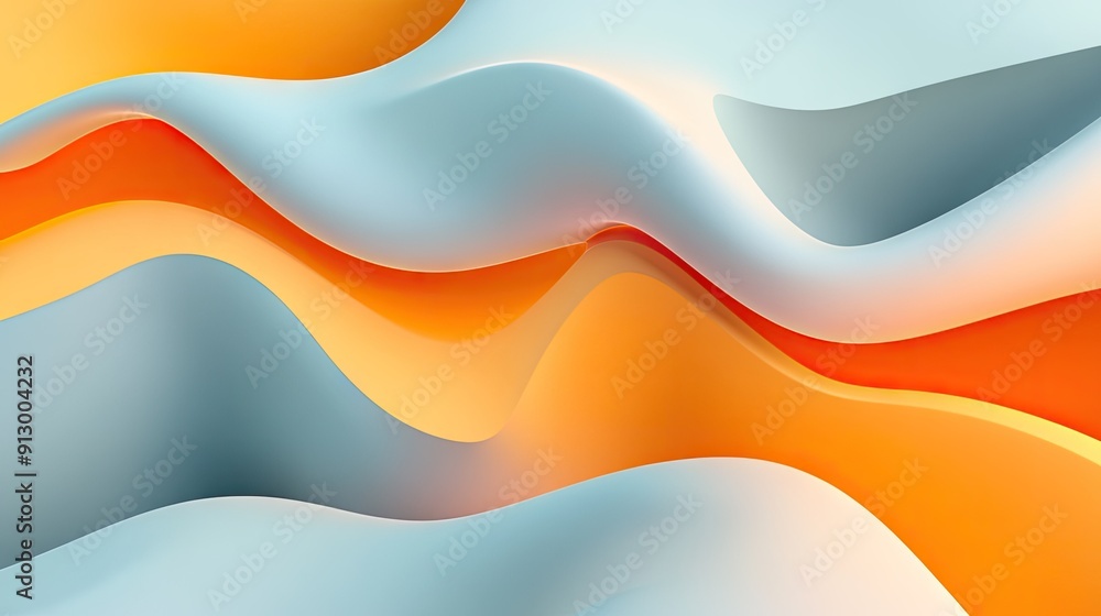 Aufkleber abstract geometric background with smooth liquid shapes on a light white surface in 3d vector illust
