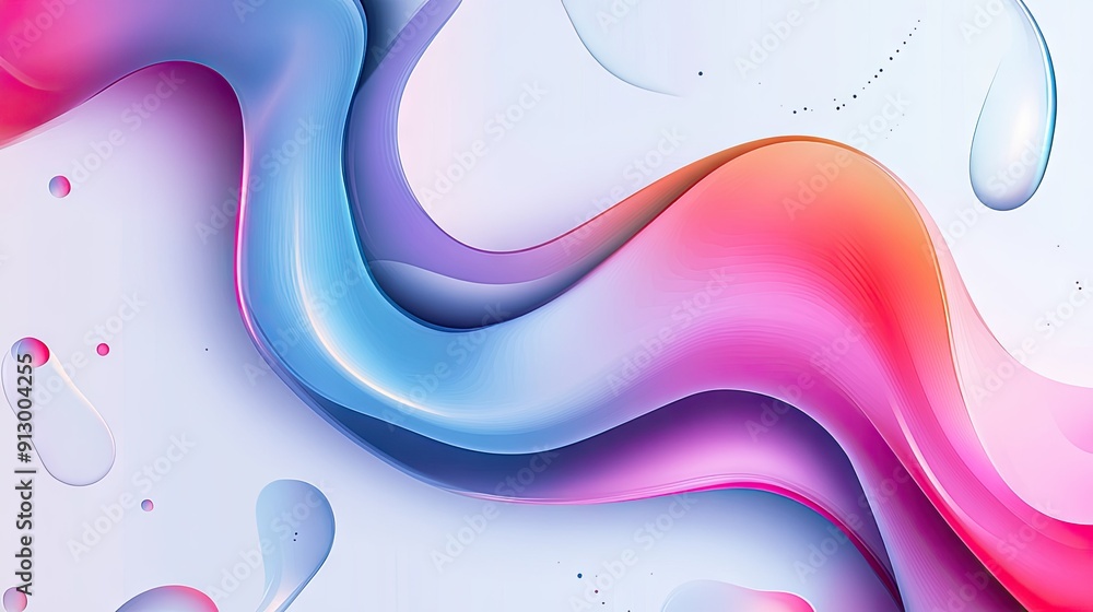 Poster Abstract geometric background with fluid liquid shapes on a light white backdrop, creating a modern 3D vector illustration8