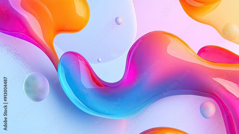 Poster abstract geometric background with smooth liquid shapes on a light white surface in 3d vector format