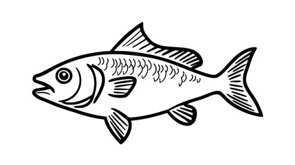 Fototapeta premium Image of a single fish, depicted as an outline with a fin and tail, vector illustration art