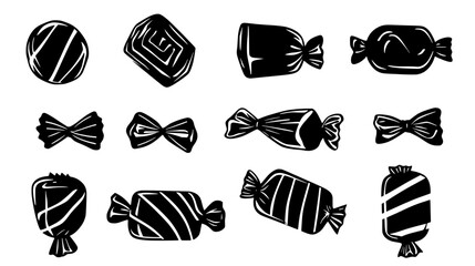Collection of unbranded candy wrappers, suitable for different sizes of confectionery items, vector illustration art
