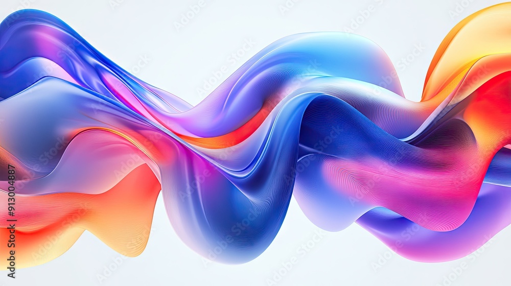 Poster Abstract liquid shapes forming a geometric pattern on a light white background in a 3D vector illustration.
