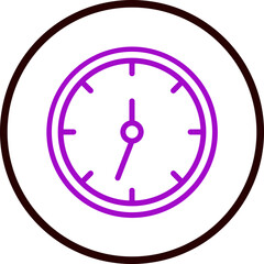 Clock Vector Line Purple Circle Black