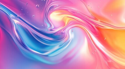 Fototapeta premium Bright glass 3D gradient background with fluid wave textures.