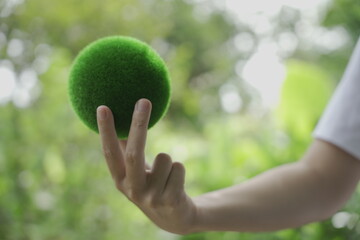 Efforts to prevent environmental pollution and global warming, renewable energy production by making recycling a part of our daily lives, green technology and environmental conservation concepts.